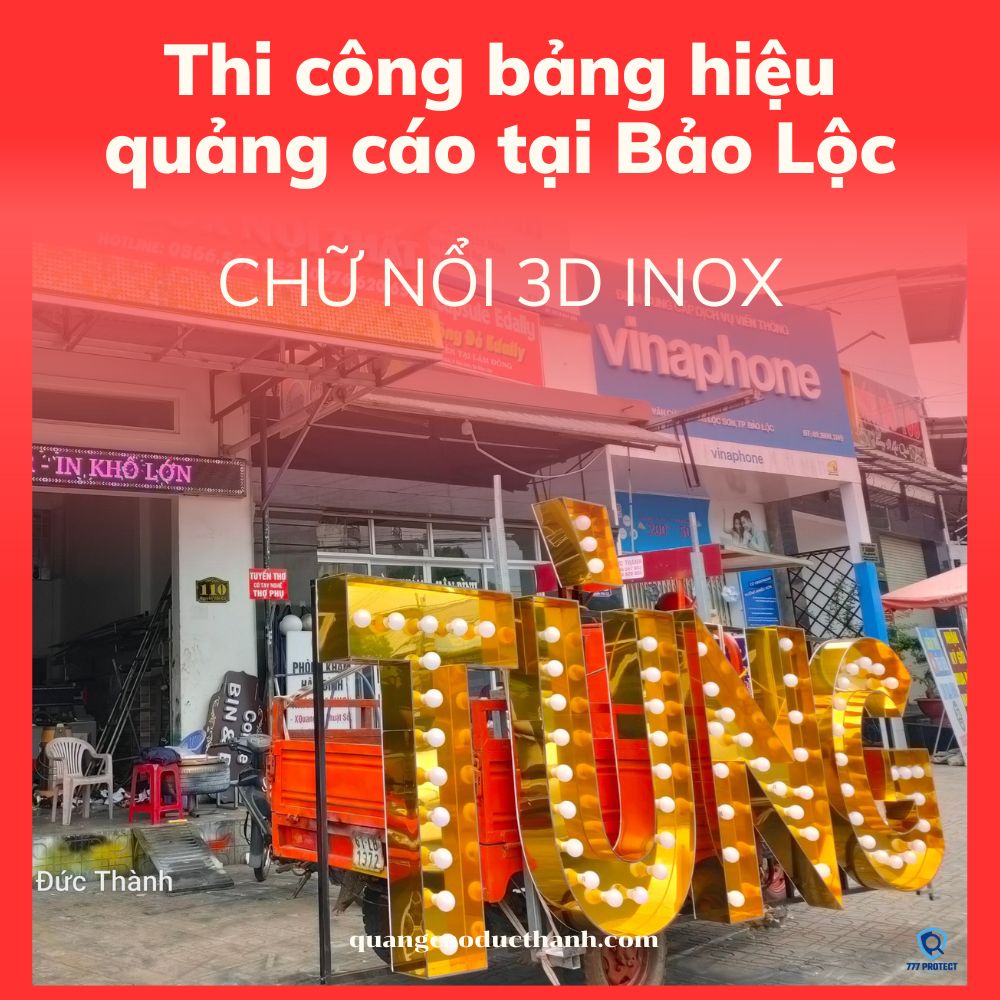 Bảng hiệu chữ nổi, Logo, LED INOX: 3.500.000đ/m2 – 4.000.000đ/m2